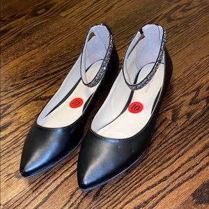 BCBG black flats with studded ankle strap